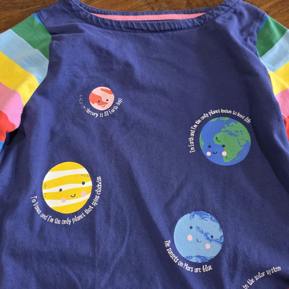 Mini Boden Blue Dress with Colorful Planet Design - Picture 4 of 10